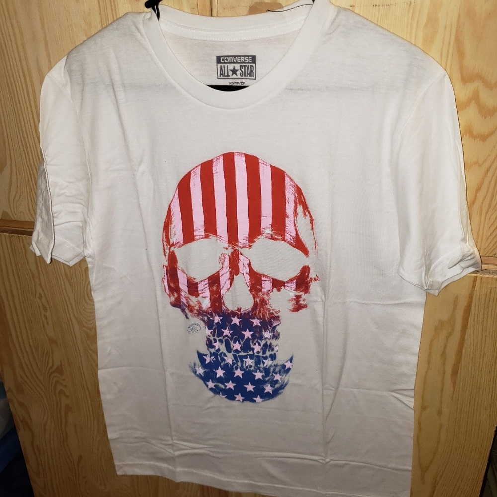 Converse Skull American Flag Tee Shirt XS